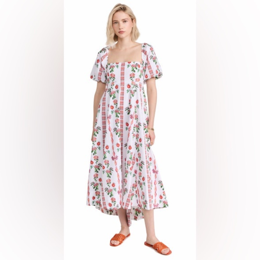 Hill House The Matilda Dress Red Shell Vine Stripe S - please read condition